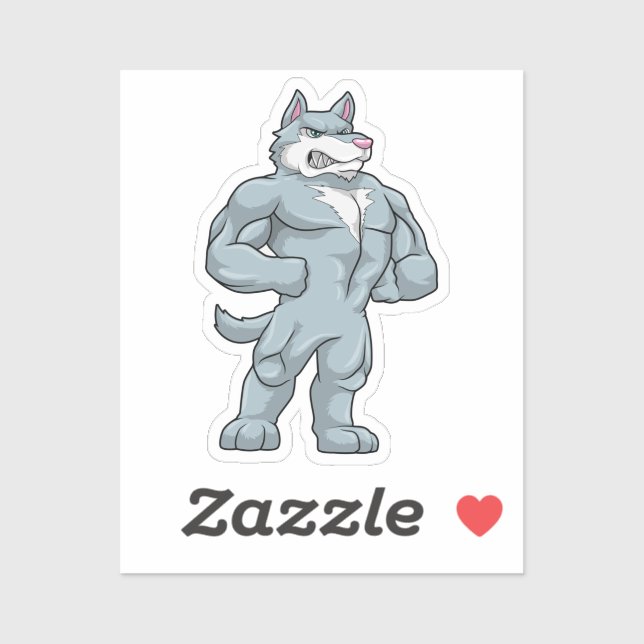 Sticker Wolf comme Bodybuilder extrême (Feuille)