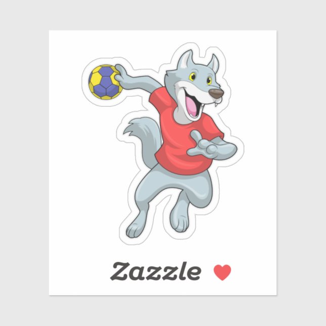 Sticker Wolf comme joueur de handball avec Handball (Feuille)