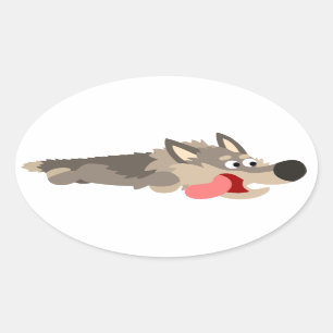 Sticker Wolf de caricature de la flotte mignonne