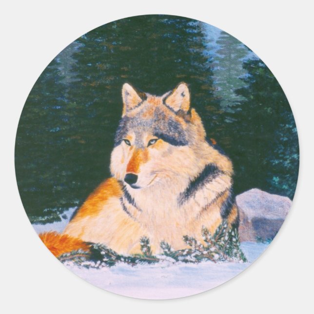 Sticker Wolf en bois (Devant)