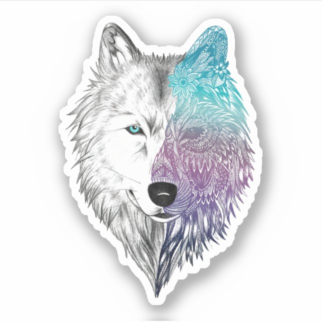 Sticker Wolf Mandala Pour L'Amour Du Loup Louvain (Devant)