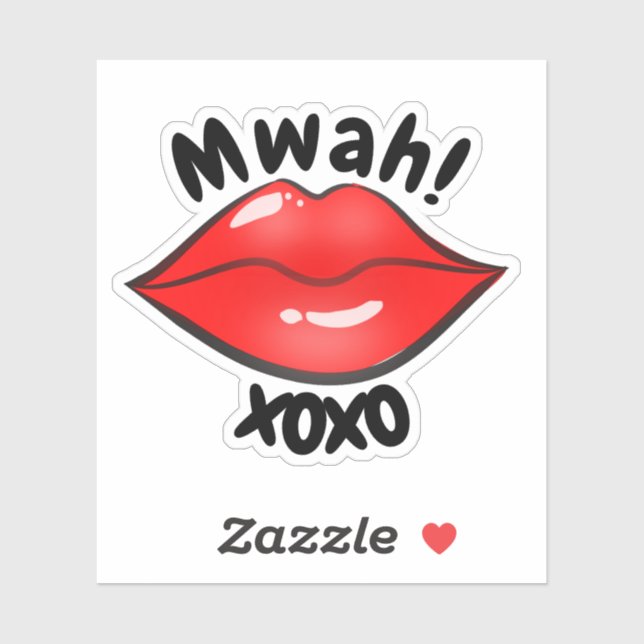Sticker XOXO Cartoon de jolies lèvres rouges (Feuille)