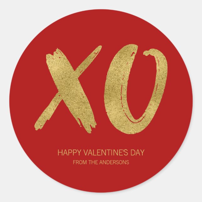 Sticker XOXO Valentine Brossé Gold Foil (Devant)