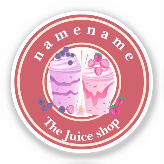 Sticker Yaourt froid Smoothies fruits magasin de jus nom d (Recto)