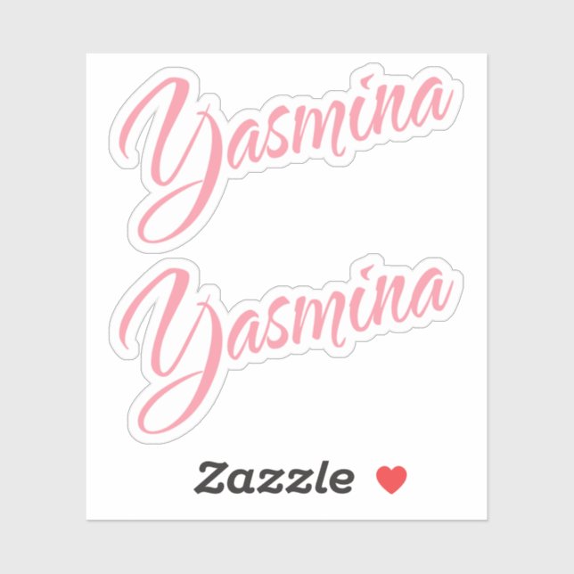 Sticker Yasmina nom rose cursive x2 (Feuille)