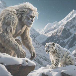 Sticker Yeti et le léopard des neiges