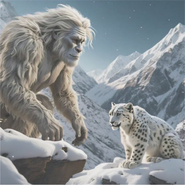 Sticker Yeti et le léopard des neiges (Devant)
