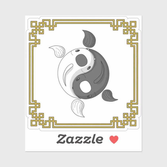 Sticker Yin et Yang l'autocollant Koi Contour (Feuille)