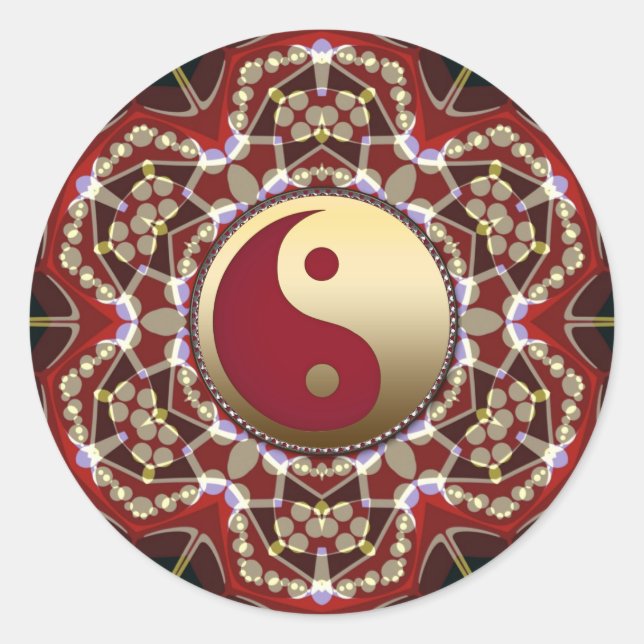 Sticker Yin Yang Géométrique Aztèque (Devant)