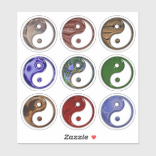 Sticker Yin Yang Symbole de verre Texture Set de 9