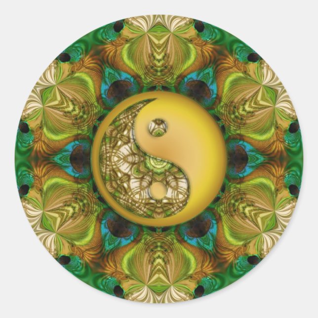 Sticker YinYang Mandala Jaune (Devant)