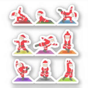 Sticker Yoga de Noël, Père Noël Pratiquer Yoga Xmas, Medit