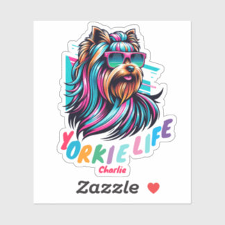Sticker Yorkshire Terrier portant du verre soleil animal c