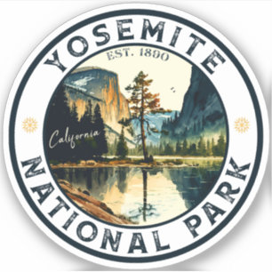 Sticker Yosemite Californie Aquarelle vintage