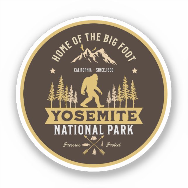 Sticker Yosemite National Park Home of the Big Foot Funny (Recto)