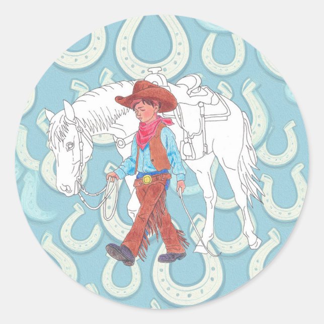 Sticker Young Cowboy and Pferd (Vorderseite)