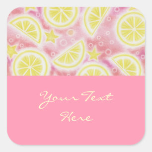 sticker "Your Text" en limonade rose carré rose