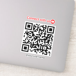 Sticker Youtube Connect Us Qr Code Blanc
