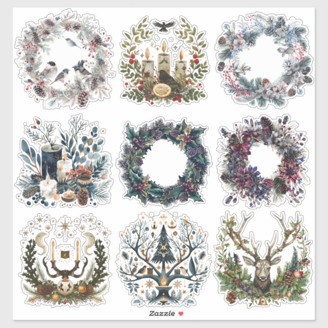 Sticker Yule | gothique, païen, nordique, solstice (Feuille)