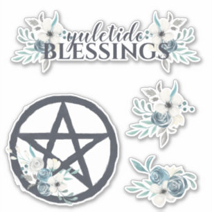 Sticker Yuletide Bénédictions Blue Winter Floral Yule