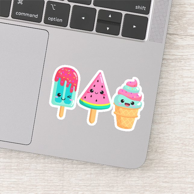 Sticker Yummy Ice Cream Trio Vibe été (Détail)