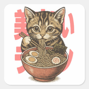 Sticker Yummy Ramen Kitten