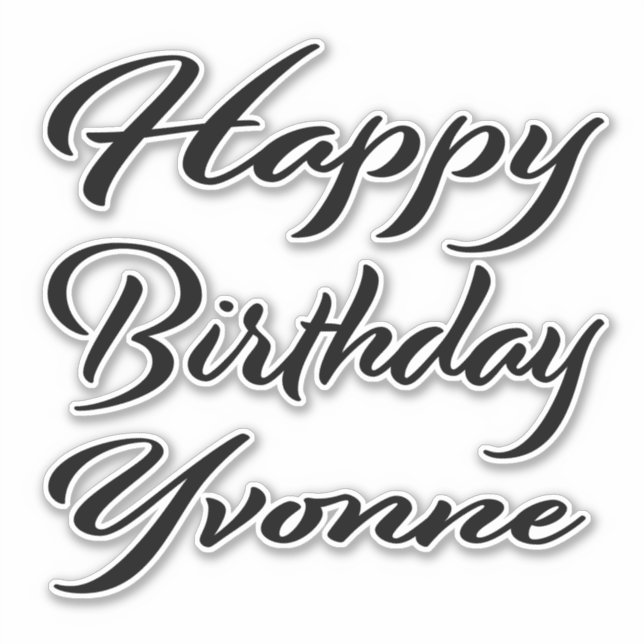 Sticker Yvonne Nom Prénom Anniversaire de la Broderie noir (Devant)