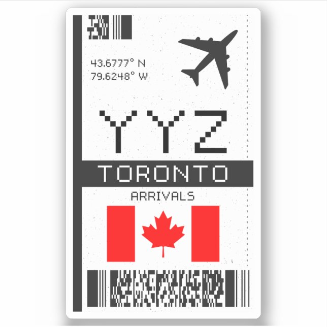 Sticker YYZ Toronto, Passe d'embarquement à l'aéroport du  (Devant)