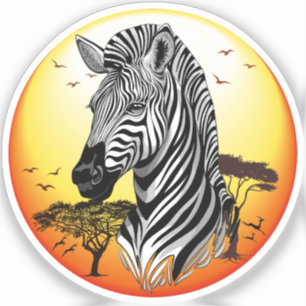 Sticker Zebra African Savanna Wild Animal
