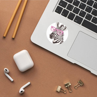 Sticker Zebra avec lunettes roses