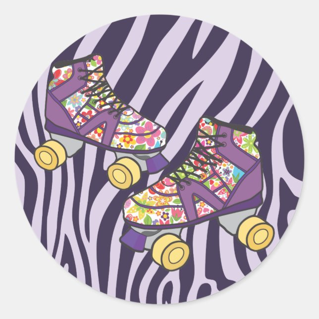 Sticker Zebra Roller Skate Roller Skate Party (Devant)