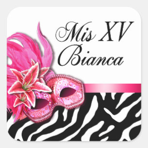 Sticker Zebra & White Masquerade Quinceañera