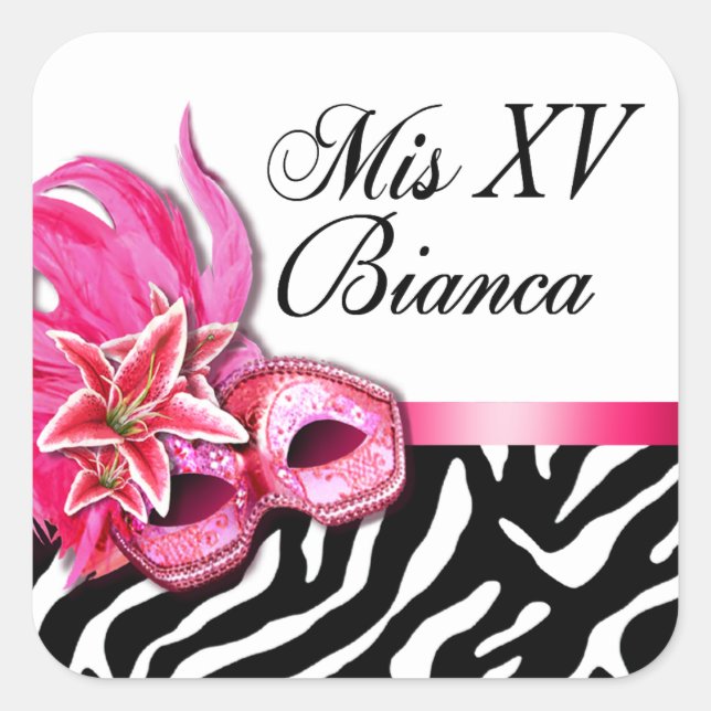 Sticker Zebra & White Masquerade Quinceañera (Devant)