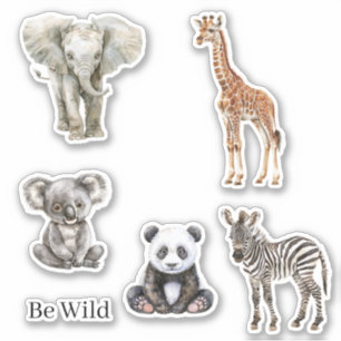Sticker Zèbre Éléphant Koala Girafe Safari Panda Animaux
