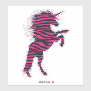 Sticker Zèbre rose et noir Imprimer Unicorne