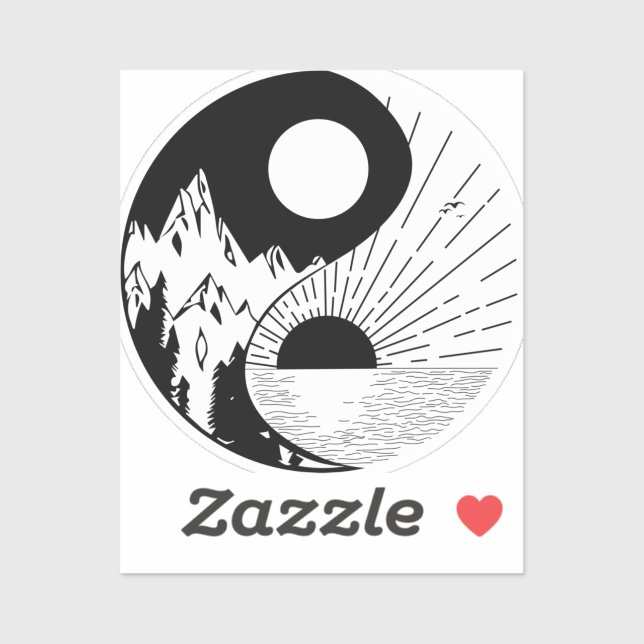 Sticker Zen Yin Yang noir blanc (Feuille)