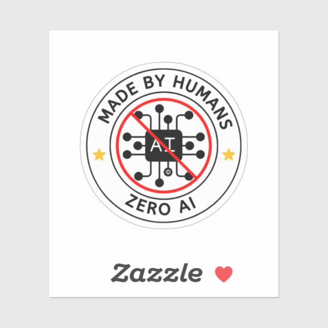 Sticker Zéro IA 100% Contenu humain (Feuille)