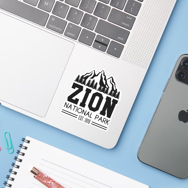 Sticker Zion National Park Utah USA Outdoor Randonnée (Ordinateur portable avec iPhone)