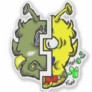 Sticker Zippy Trippy Alien Dazs 2 Face Yello/Gre