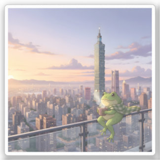 Sticker Zochi la grenouille voyageuse au Taipei 101 à l'he