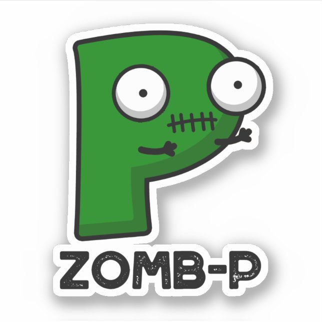 Sticker Zomb-P Funny Halloween Zombie Alphabet Pun (Devant)