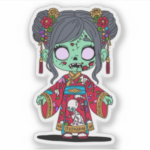 Sticker Zombie chinois mignon