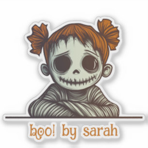 Sticker Zombie de tête rouge avec poils de balles spatiale