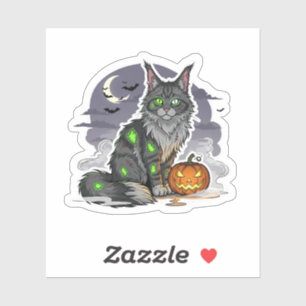 Sticker Zombie Maine Coon - Chat d'Halloween Éffrayant