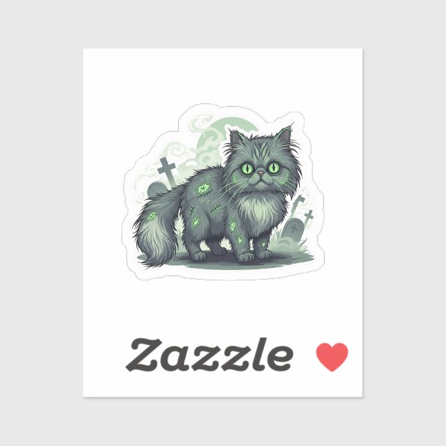 Sticker Zombie Perse - Fluffy Perse Chat Halloween (Feuille)