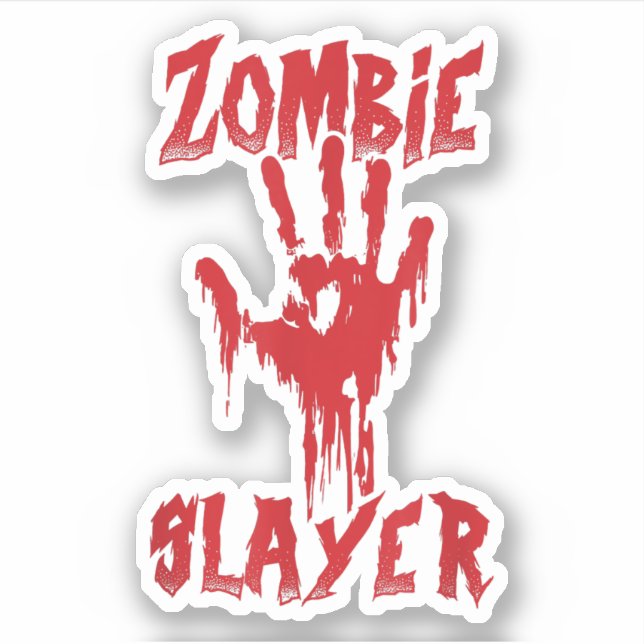 Sticker Zombie Slayer sanglant chasse main Zombies Hallowe (Devant)