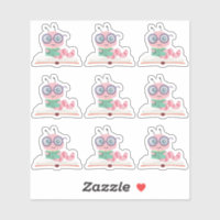 Sticker zum Thema Rosa Bookworm