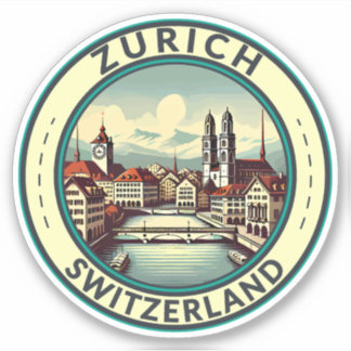 Sticker Zurich Suisse Illustration Insigne d'art de voyage