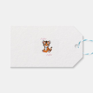 Sticker🐯Baby Tiger Kunst mit rosa Schmetterlingen Geschenkanhänger