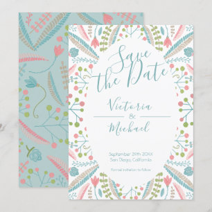 Stickerei Einladungen mit floraler Save the Date